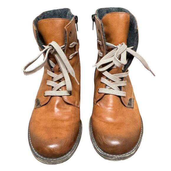 Rieker Women’s Brown Leather Combat Ankle Boots EU 39 US 8.5 - Picture 2 of 9